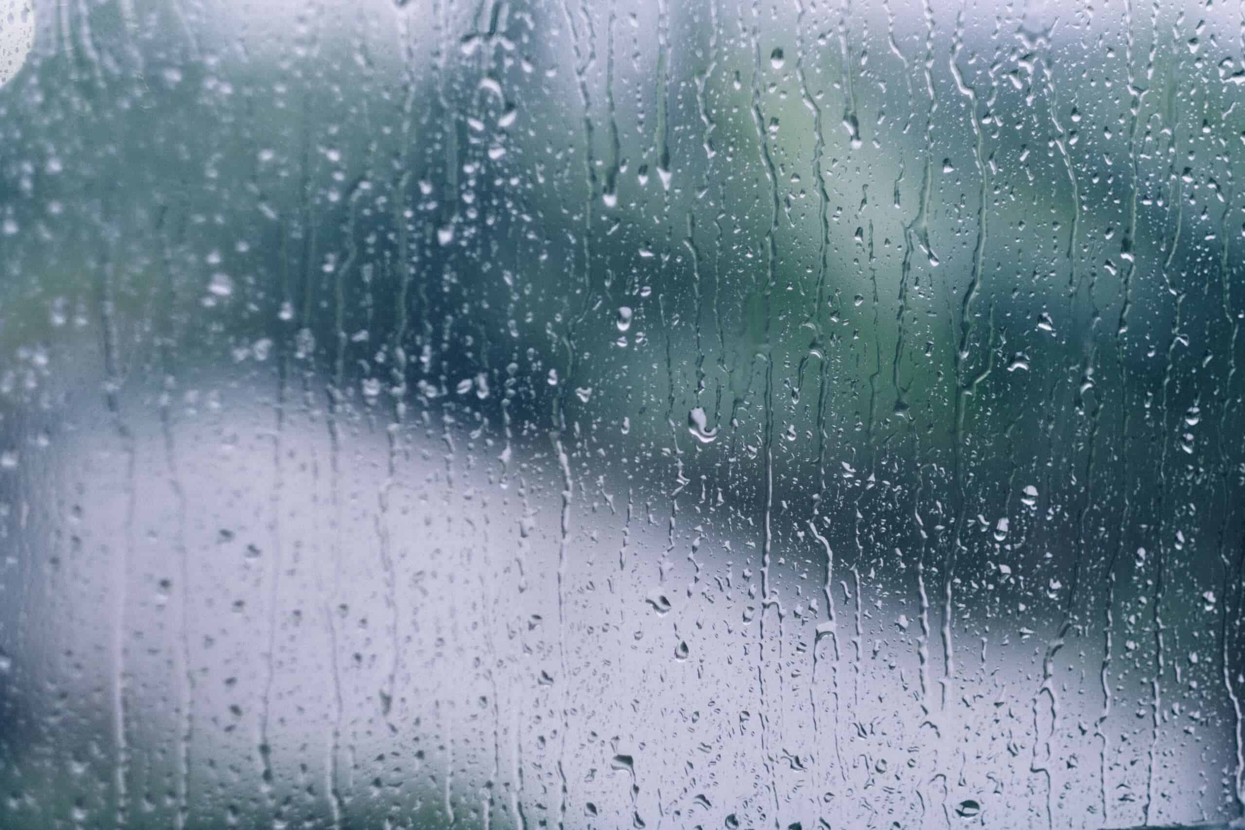 Rain Drops on a window with the background blurred