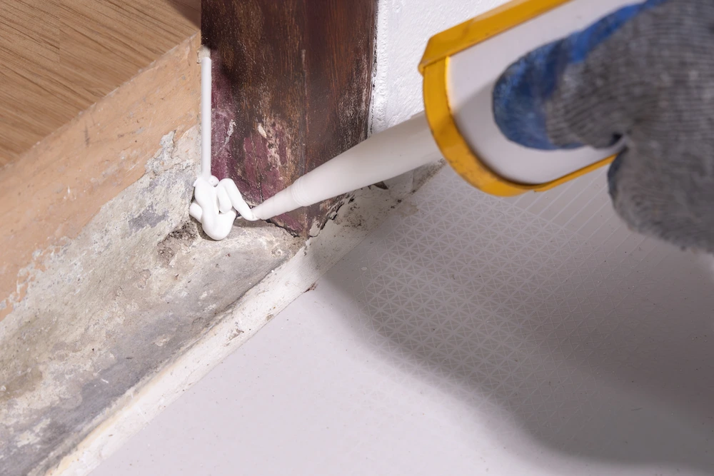 seal cracks with caulk