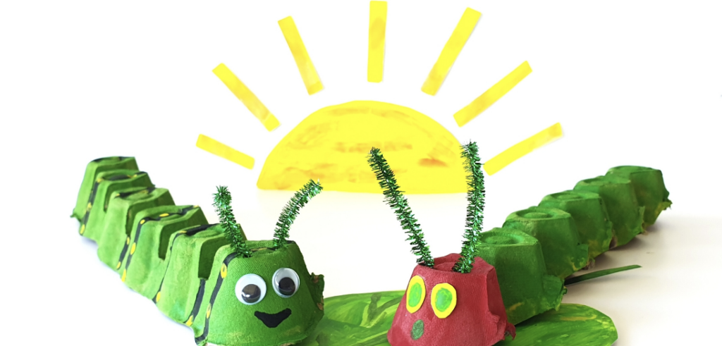 Egg-carton caterpillars; bug-themed crafts