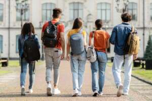 students walking into school; school subjects