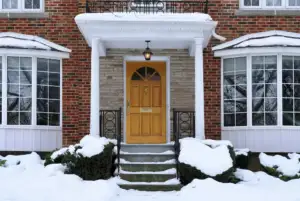 house with snow; winter pest control