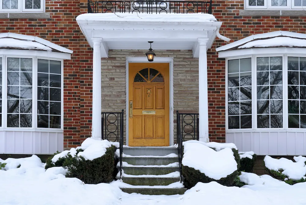 house with snow; winter pest control